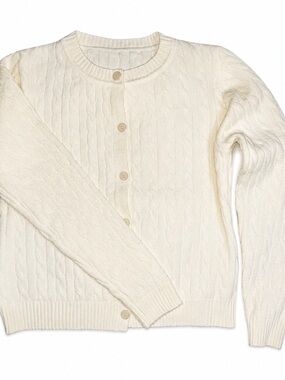 Women's Cream Cable Knit Button-Front Sweater